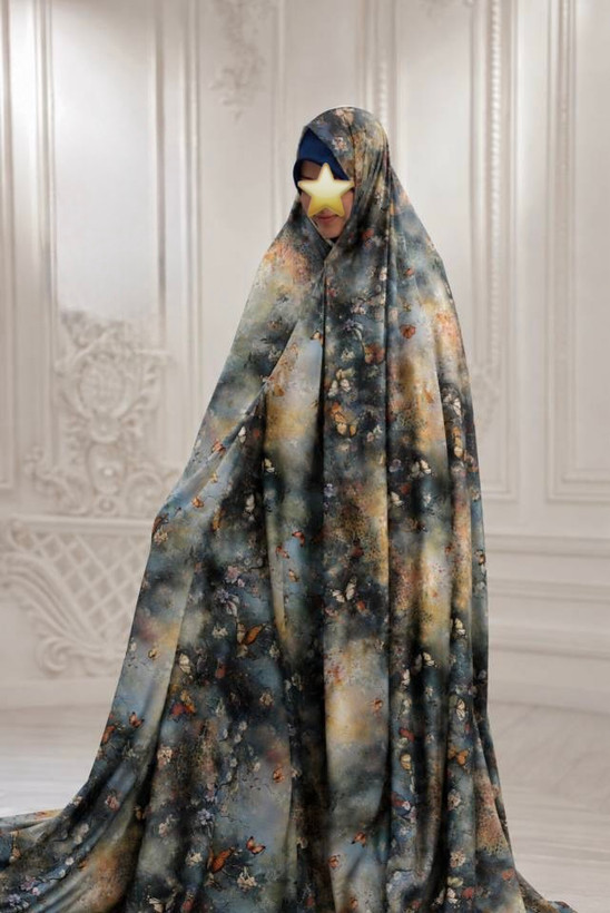 پارچه چادری ترزا طرح گل و پروانه