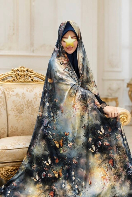 پارچه چادری ترزا طرح گل و پروانه